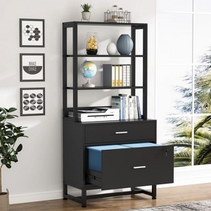 Hommoo Vertical File Cabinet, 2 Drawers Filing Cabinet with Open Shelves - 1 of 4