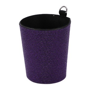 Unique Bargains Car Trash Can Portable Air Vent Rhinestone Faux Leather Trash Bin Purple 1 Pcs - 1 of 4