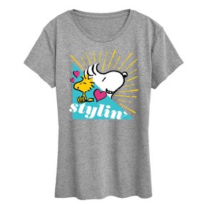 Women's - Peanuts - Snoopy Woodstock Stylin Short Sleeve Graphic T-Shirt - 1 of 4
