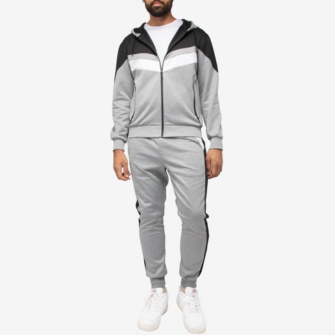 Cultura Men's Zip Up Hoodie Track Suit In Heather Grey/black/white Size  Large : Target