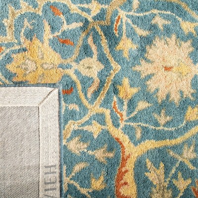 Handmade Tufted Blue Wool Rectangular Area Rug