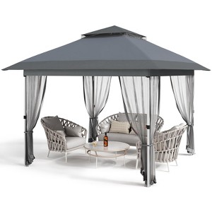 Gazebo Outdoor Pop up,  Canopy Tent with Curtains, Mosquito Netting, for Patio, Backyard Party, 2-Tiered Vented Top - 1 of 4