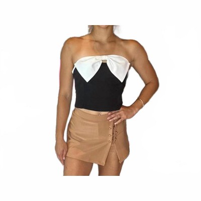 Women's Ribbon Front Contrast Tube Top - Illa Illa