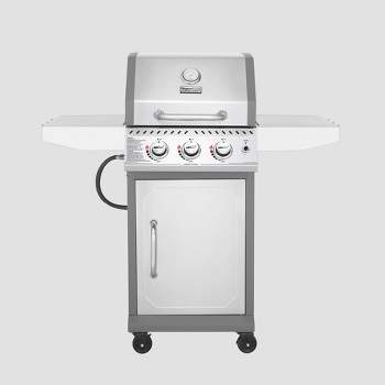 RoyalGourmet TG3001S Stainless Steel 3-Burner 25500 BTU Cabinet Style Gas Grill with Side Tables