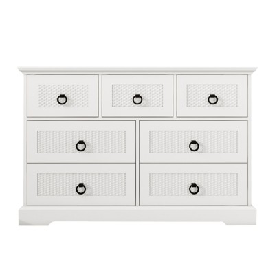 Keloyid White 7 Drawers 47.24 in. Wide Wood Dresser