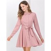 INSPIRE CHIC Women's Polka Dots Long Sleeve Button Up A-Line Shirt Dress - 3 of 4