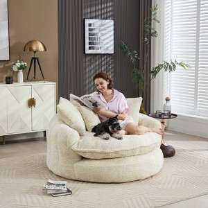 Aukfa 55" Oversized Round Chaise Lounge Chair, Modern Circle/Cloud Sofa Bed, Bean Bag Chair For Living Room - 1 of 4