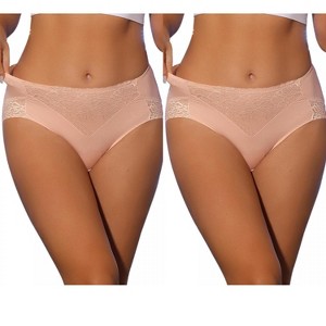 Allegra K Women's Lace High Waisted Breathable Silky Stretch Briefs 2 Packs - 1 of 4