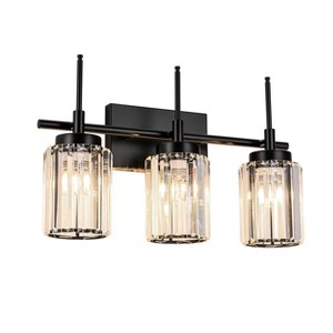 LLHZSY Modern Bathroom Vanity Wall Light Cylinder Bathroom Crystal Wall Sconces - Gold/Black-1/2/3/4/5 light - 1 of 4