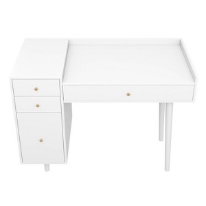 42" Daisy Wood Vanity Desk with Drawers Matte White/Gold - Nathan James - 1 of 4