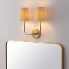JONATHAN Y Lila Traditional Coastal Scalloped Fabric Shade/Metal LED Vanity Light - 2 of 4