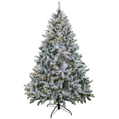 National Tree Company 9' Pre-lit Snowy Hudson Pine Artificial Christmas Tree with Warm White LED Lights and PowerConnect