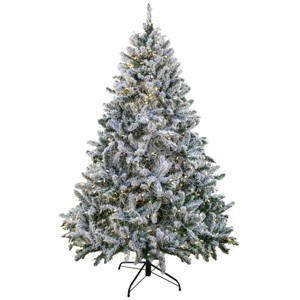 National Tree Company 9' Pre-lit Snowy Hudson Pine Artificial Christmas Tree with Warm White LED Lights and PowerConnect - 1 of 4