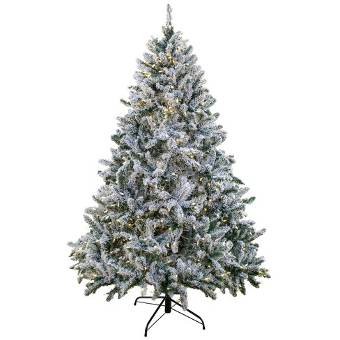 National Tree Company 9' Pre-lit Snowy Hudson Pine Artificial Christmas Tree with Warm White LED Lights and PowerConnect - image 1 of 4