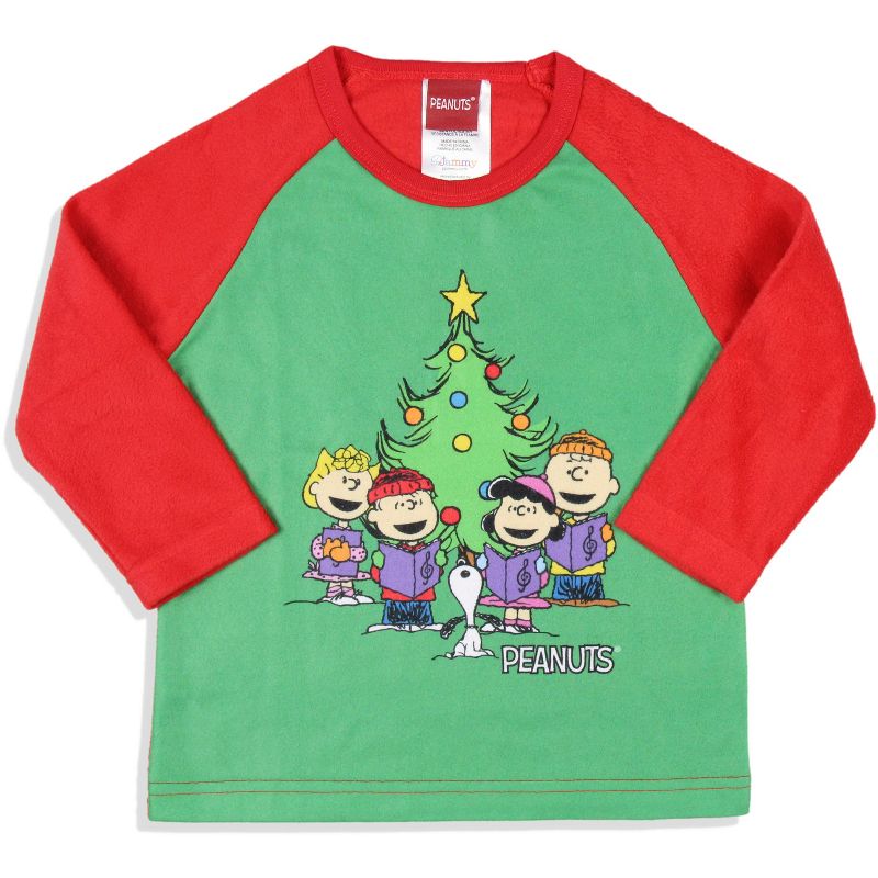 Peanuts Toddler Boys' Christmas Holiday Season Sing Along Sleep Pajama Set Green, 2 of 5
