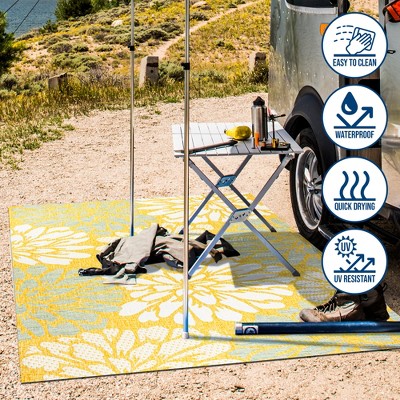 Modern Floral Geometric Gray Synthetic 8' x 10' Area Rug