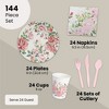 Blue Panda BLUE PANDA 144 Piece Vintage Style Tea Party Supplies, Includes Disposable Floral Paper Plates, Napkins, Cups, Cutlery - 2 of 4