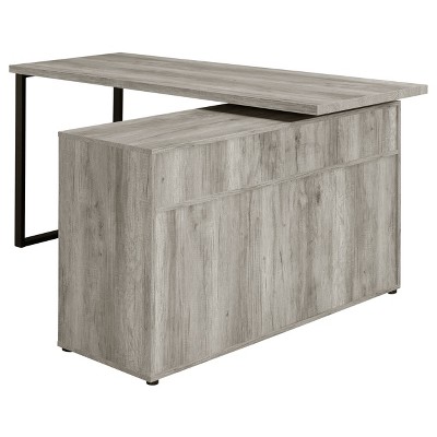 Grey Driftwood L-Shape Desk with Storage and Filing Cabinet