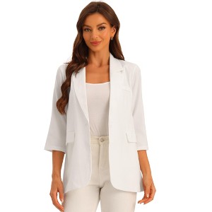Allegra K Women's Work Office Lapel Collar Dressy Casual Suit Stretch Blazer - 1 of 4