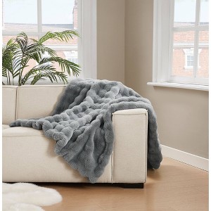 Brooklyn Loom 50"x70" Bubble Rabbit Faux Fur Throw Gray - 1 of 4