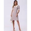 Allegra K Women's Tweed Peter Pan Collar Puff Short Sleeve A-line Mini Dress - 4 of 4