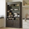 Coffee Bar Cabinet with LED Lights 72" Tall Buffet Cabinet with Storage  Kitchen Sideboard Coffee Hutch with Microwave Stand/Wine Rack/Glass Shelf - 3 of 4
