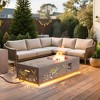 BDELITE Propane Fire Pit Table, 50,000 BTU with LED Light, Propane Tank, Windshield, Glass Stone and Rain Cover-48.1*20.1*12.4 Inch - 2 of 4