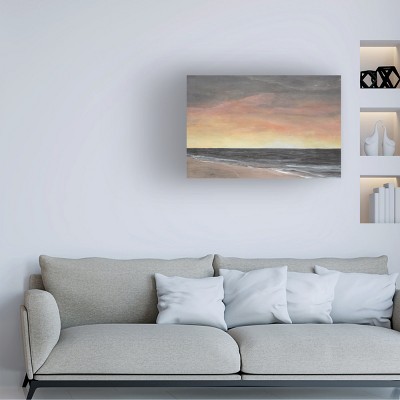 Sunset Beach Horizontal Canvas Wall Art in Wood Frame
