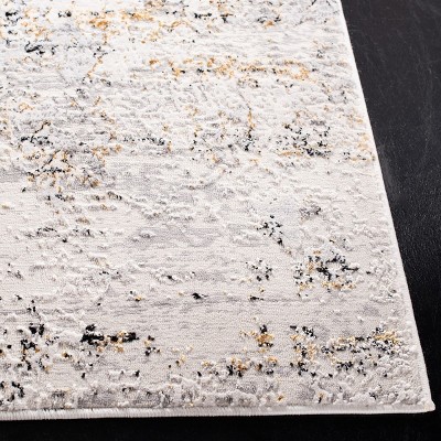 Amalfi 6'7" Square Cream and Gold Abstract Area Rug