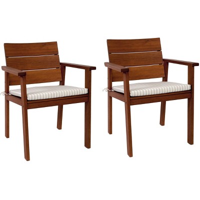 Nelson 2pc Patio Eucalyptus Wood Dining Chair Set - International Home Miami