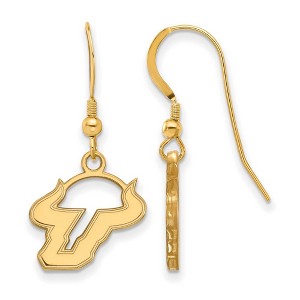 Black Bow Jewelry 14k Yellow Gold Plated Sterling Silver South Florida Bulls NCAA Dangle Earrings - 1 of 3