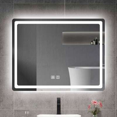 FONTOI Bathroom Vanity Mirror with Anti-Fog Aluminum Frame, Wall-Mounted Mirror with Safe Waterproof Design for Bathroom, Natural, 31.5"*23.62"*4.1"