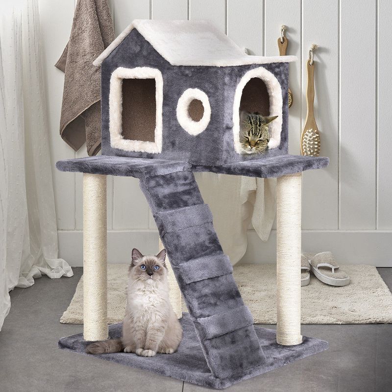 Costway 36'' Cat Tree Kitten Activity Tower Furniture Room Condo Scratching Posts Ladder, 3 of 11