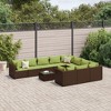 vidaXL Patio Sofa Set 11 Piece Brown - Poly Rattan Outdoor Furniture Lounge/Garden Seats with Cushions, Tempered Glass Tabletop - 2 of 4