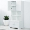 Tall Bathroom Storage Cabinet with 4 Doors and Open Shelves, Freestanding Floor Cabinet with Adjustable Shelf, MDF Organizer - 3 of 4