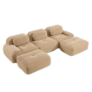 117" Corduroy Modular U-Shaped Sectional Sofa with 2 Ottomans - 1 of 4