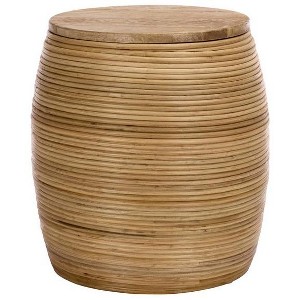 Katiely Wood Top Stool - STL6504 - Light Natural/Light Mango Wood - Safavieh - 1 of 4
