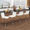 Tangkula 4 PCS Bar Stools PU Leather Swivel Bar Chairs Height Adjustable Upholstered Barstools - 3 of 4