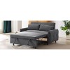 Okak Modern Pull-out Sofa Bed 57.48" Convertible Loveseat Sleeper Couch Futon with 2 Throw Pillows & USB Ports for Living Room, Dark Gray - 2 of 4