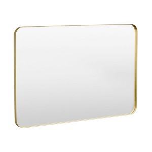 Tempered Glass Rounded Rectangle Framed Wall-Mounted Bathroom Vanity Mirror - 1 of 1