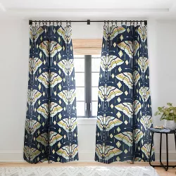 Heater Dutton La Maison Des Papillons Midnight Single Panel Sheer Window Curtain - Deny Designs