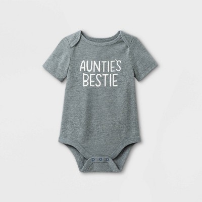 Baby 'Auntie's Bestie' Short Sleeve Bodysuit - Cat & Jack™ Gray Newborn