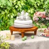 Tangkula 16" Flower-shaped Riser Board Teak Wood Pedestal Stand Farmhouse Plant Holder - 4 of 4