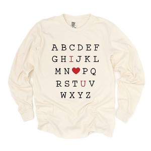 Simply Sage Market Women's Alphabet I Love You Long Sleeve Garment Dyed Tee - 1 of 4