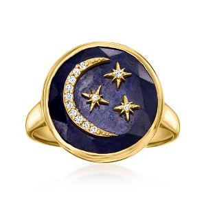 Ross-Simons 13.00 Carat Sapphire Celestial Ring With Diamonds in 18kt Gold Over Sterling - 1 of 4