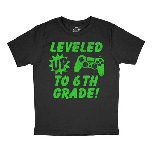 Youth Funny T Shirts Leveled Up to 6th Grade Sarcastic Video Game Graphic Novelty Graduation Tee for Kids - Crazy Dog Youth T Shirt For Gamers - 1 of 4