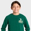 Boys' Snoopy Ski School Fleece Front and Back Graphic Sweatshirt - Green - 2 of 4