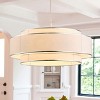 Dewdrop Modern Pendant Light 6-Light White Fabric Drum Shade with Silver Trim ETL Certified for Dining Room Kitchen - 2 of 4