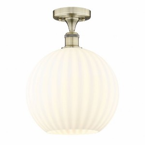 White Venetian - 1 Light Semi-Flush Mount In Modern Style-13.63 Inches Tall and 12 Inches Wide - 1 of 1