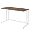 Vynxaria Modern Walnut White Writing Desk with USB Ports Stylish Home Office Furniture for Laptop Work Study - 4 of 4